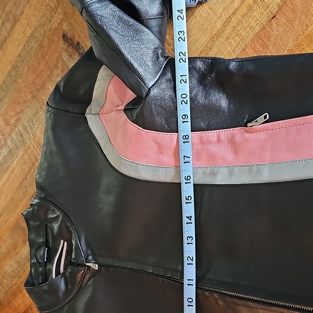 Cycle Leather Jacket XL Pink Gray Black - Picture 11 of 14